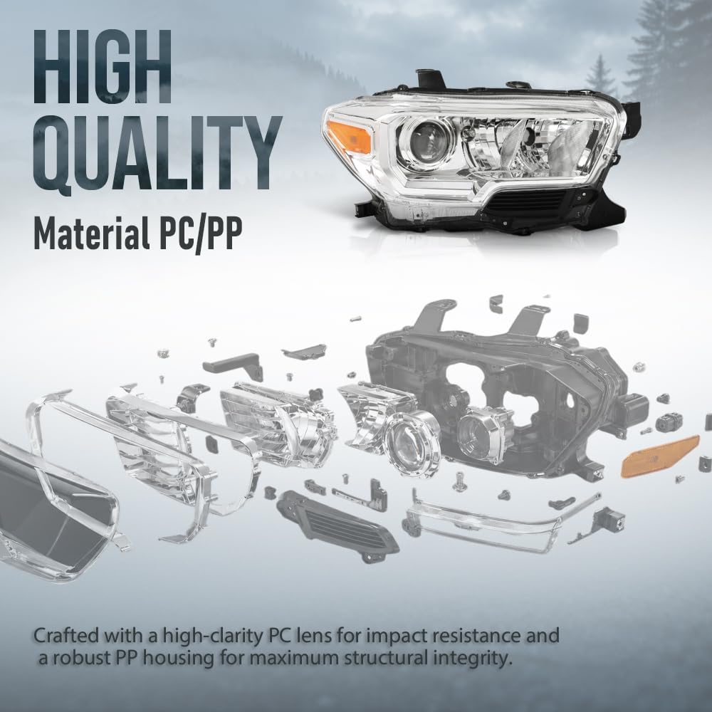 G-PLUS Headlight Assembly Right Side Compatible with Toyota Tacoma SR Crew Cab/Extend Cab Pickup 2019-2023 White