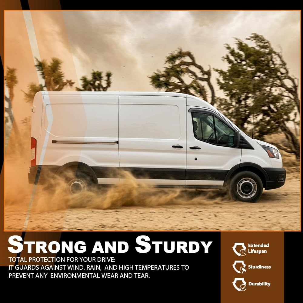 G-PLUS Out-Channel Window Vent Visor Deflectors Tape-On Side Rain Guards Compatible with Ford Transit 2014-2023 2PCS Smoky