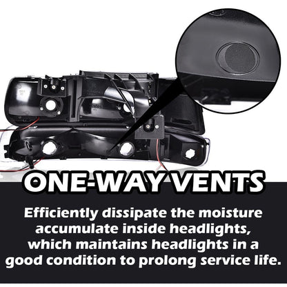 G-PLUS LED DRL Headlights, Compatible with Compatible with Chevy Silverado 1999-2002/ Fit Chevy Tahoe Suburban 2000-2006 Bumper Headlamps, Smoky Lens Black Housing Clear Reflector