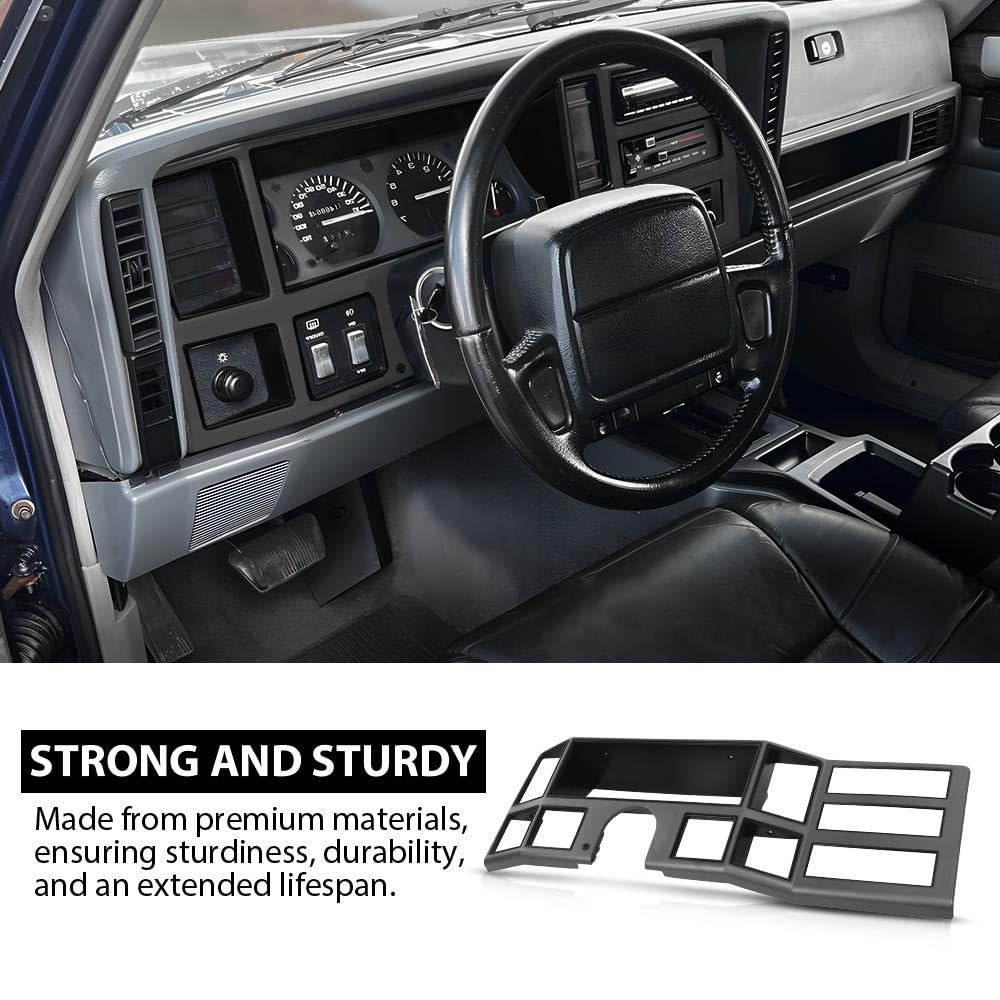 G-PLUS Dash Bezel Radio Surround Trim Compatible with 1984-1996 Jeep Cherokee XJ with Hole Silver