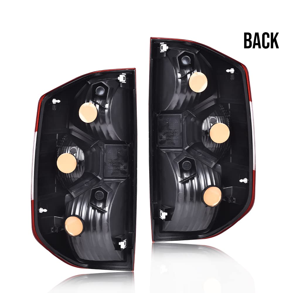 G-PLUS Tail Lights Compatible with Toyota Tundra Pickup Truck 2014 2015 2016 2017 2018 2019 2020 2021 Brake Lamps Left and Right Side Red Lens Chrome Housing 815500C100 Luces TraserasAssembly
