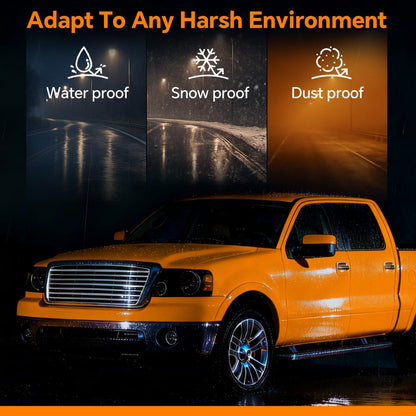 G-PLUS Headlights Assembly, Fit 2004-2008 Ford F150/2006-2008 Lincoln Mark Lt(NOT Fit 2004 F150 Heritage/Flareside Beds),Smoky Lens Chrome Housing Amber Reflector Bumper Headlamps