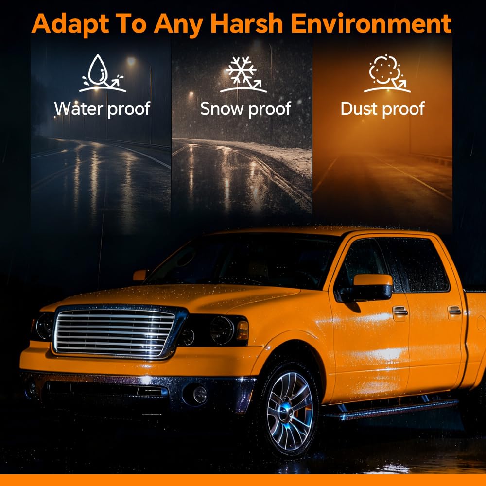 G-PLUS Headlights Assembly, Fit 2004-2008 Ford F150/2006-2008 Lincoln Mark Lt(NOT Fit 2004 F150 Heritage/Flareside Beds),Headlamps Smoky lens Chrome Housing Amber Reflector, faros delanteros