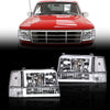 G-PLUS LED DRL Headlights, Compatible with 1992-1996 Ford Bronco F150 F250 F350(Fits Models with Halogen Headlights Only) Bumper Headlamp, Smoky lens Black Housing Clear Reflector