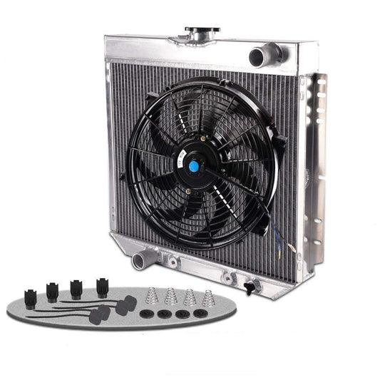 3 Row Core Racing Aluminum Radiator Replacement For Ford Mustang/Falcon/Galaxie/Fairlane/Torino V8 MT 1967 1968 1969 1970 +14" Radiator Cooling Fan