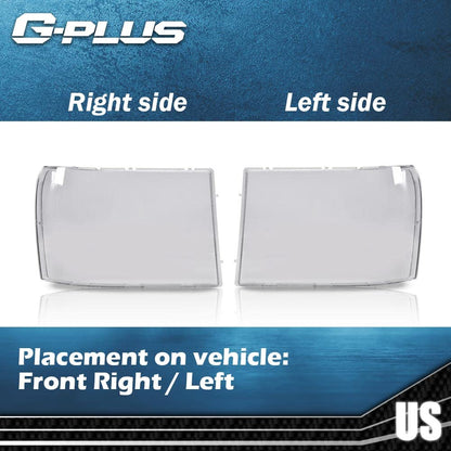 G-PLUS Front Headlight Lenses Cover Compatible with 2007-2013 GMC Sierra 1500 2500HD 3500HD,Left & Right Side Replacement Pair (Clear Lens)