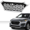 G-PLUS Front Upper Bumper Grille Chrome Gray & Black w/Black accents Compatible with Hyundai Tucson 2019 2020 2021 (For Models without Front Camera) HY1200225 86350D3500 86350-D3500