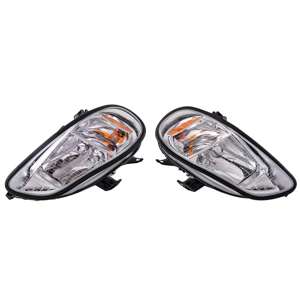 G-PLUS Headlights Assembly Compatible With 05-12 Freightliner M2 Models Headlights Clear Lens Chrome Housing Amber Reflector (Driver+Passenger Side(Left+Right)) Bumper Headlamps,faros delanteros