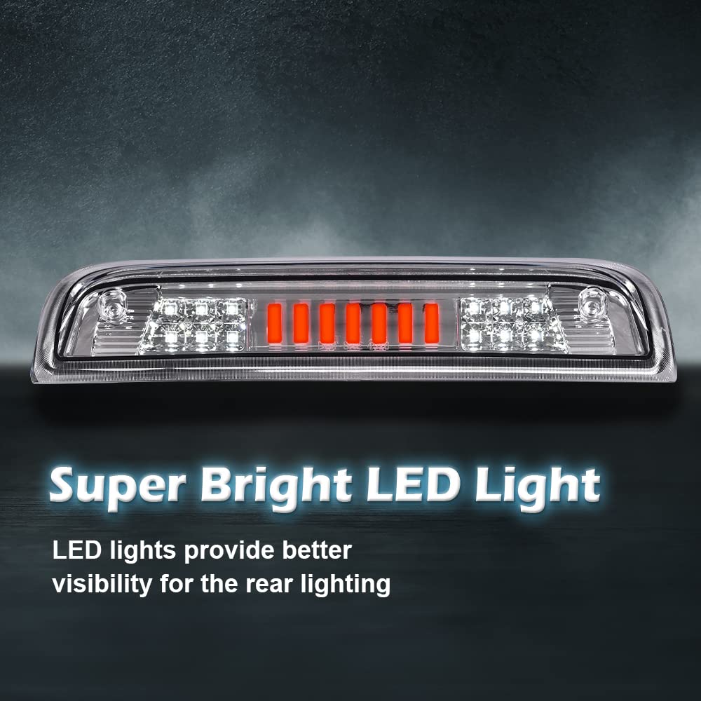 G-PLUS LED 3rd Third Brake Light Compatible with Chevy Silverado/GMC Sierra 1500 2014-2020, High Mount Cargo Lamp Type I, Clear Lens Chrome Housing, 23509162 20979071