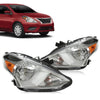 G-PLUS Headlights Assembly Compatible with Nissan Versa 2015-2019 Headlamps w/Bulbs 2Pc Pair Left & Right Side Halogen Clear Lens Chrome Housing Amber Reflector,faros delanteros