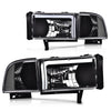 G-PLUS DRL LED Headlights Assembly Fit Dodge Ram 1500 1994-2001,Fit Dodge Ram 2500 3500 1994-2002(Not for Ram Sport) Headlamps w/o Bulbs Clear Lens Black Housing Clear Reflector