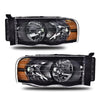 G-PLUS Headlights Assembly Compatible with Dodge Ram 1500 2500 3500 2002-2005 Bumper Headlamp, Clear lens Black Housing Amber Reflector