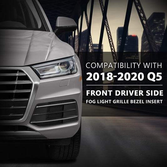 G-PLUS Front Bumper Fog Light Grille Bezel Insert Left Driver Side Compatible with Audi Q5 2018-2020 80A807679DRU6 80A807245