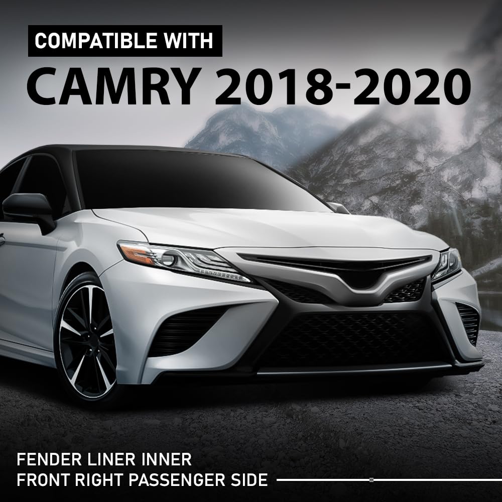 G-PLUS Front Right Side Fender Inner Liner Compatible with Toyota Camry 2018-2020 Black 5387506280