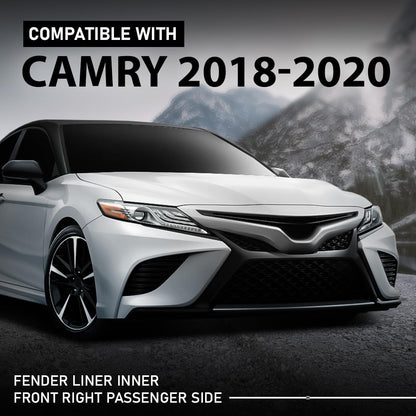 G-PLUS Front Right Side Fender Inner Liner Compatible with Toyota Camry 2018-2020 Black 5387506280