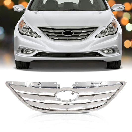 G-PLUS Front Grille Assembly, Compatible with Hyundai Sonata 2011 2012 2013 Chrome ABS Plastic Grill HY1200154, 863503S100