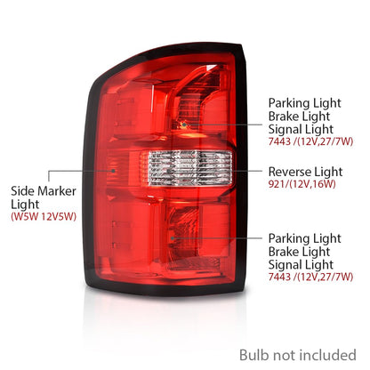 G-PLUS Tail Lights w/o Bulbs Compatible with GMC Sierra 1500 2014-2018, Fit GMC Sierra 2500 HD 3500 HD 2015-2019 84288725 84288724, GM2800281C Red Lens Left Driver SideAssembly