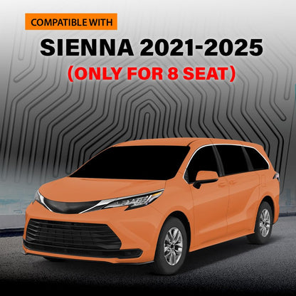 G-PLUS Floor Mats Compatible with Toyota Sienna 2021 2022 2023 2024 2025 (Only for 8 Seat) All Weather Custom Fit Protection TPE Floor Liners 1st & 2nd & 3rd Row Black