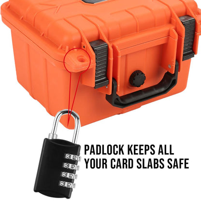 G-PLUS Orange Graded Card Storage Box Fit BGS PSA SGC FGS Graded Sports Trading Cards, Deep Travel Size Waterproof Case Slab Holder & Protector Holds 45 PSA Graded Cards or 100 Ungraded Cards