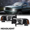 G-PLUS DRL LED Headlights Compatible with Dodge Ram 1500 1994-2001,Fit Dodge Ram 2500 3500 1994-2002(Not for Ram Sport) Headlamps Assembly w/o Bulbs Clear Lens Black Housing Amber Reflector