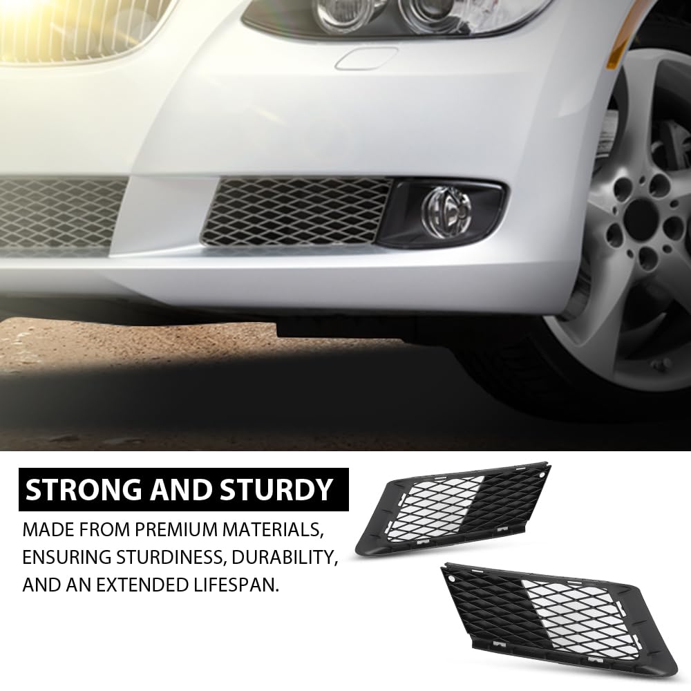 G-PLUS Pair Bumper Grille Compatible with BMW 328i/328xi xDrive Base Coupe 2-Door 2007-2010,BM1036121, BM1036122, 51117154720, 51117154719,BM1036122,51117154720 Black