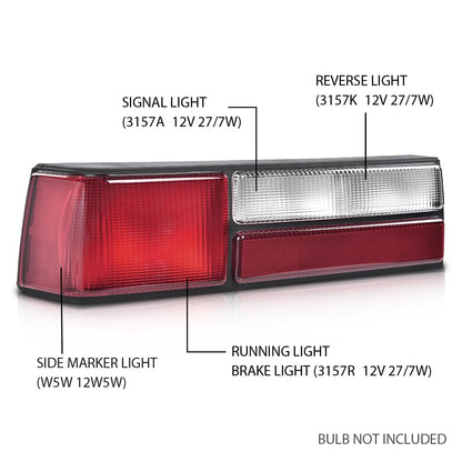 G-PLUS Taillights Taillamps Rear Brake Lights Left&Right w/o Bulbs Compatible with Ford Mustang 1987-1993 E7ZZ13405A, E7ZZ13404A,Red Lens Black Housing Faros Traseros Luces TraserasAssembly