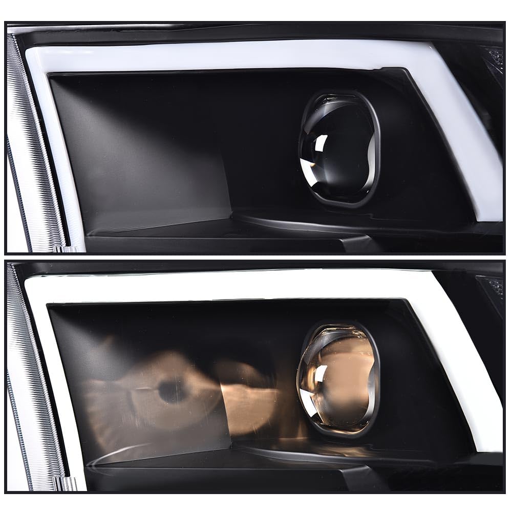 G-PLUS LED DRL Headlights Fit Dodge Ram 1500 2500 3500 2009-2012(New Body), Not Fit Dual Beam, Clear Lens Black Housing Clear Reflector Bumper Headlamps, faros delanteros Assembly
