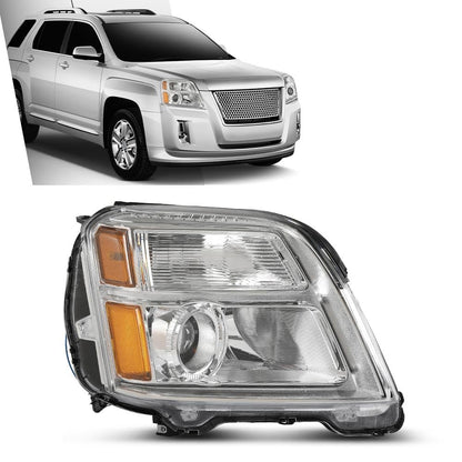 G-PLUS Projector Headlight Compatible with GMC Terrain (submodel: SLE, SLT) 2010-2015 /Fit Terrain SL 2015 Right Passenger Front Clear Lens Chrome Housing Bumper Headlamps,faros delanteros