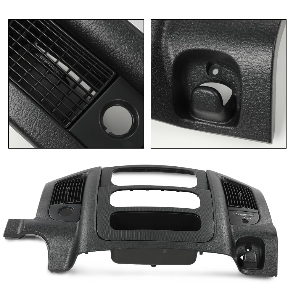 G-PLUS Dash Radio Trim Bezel Cover Surround Panel w/Air Vent & Storage Compatible with Dodge Ram 1500 2002-2005/Fits Dodge Ram 2500 3500 2003-2005 Black