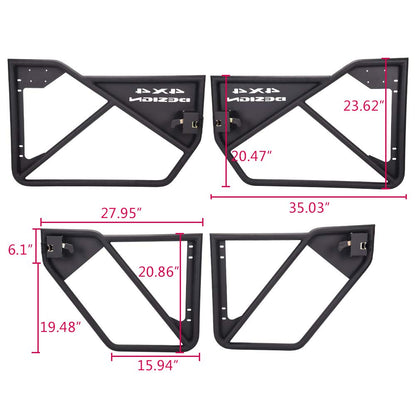 G-PLUS Steel Black Tubular Doors Compatible with Jeep Wrangler JK Unlimited 4 Doors 2007-2018 Front & Rear Tube Doors Without Mirror