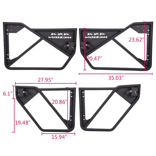 G-PLUS Steel Black Tubular Doors Compatible with Jeep Wrangler JK Unlimited 4 Doors 2007-2018 Front & Rear Tube Doors Without Mirror