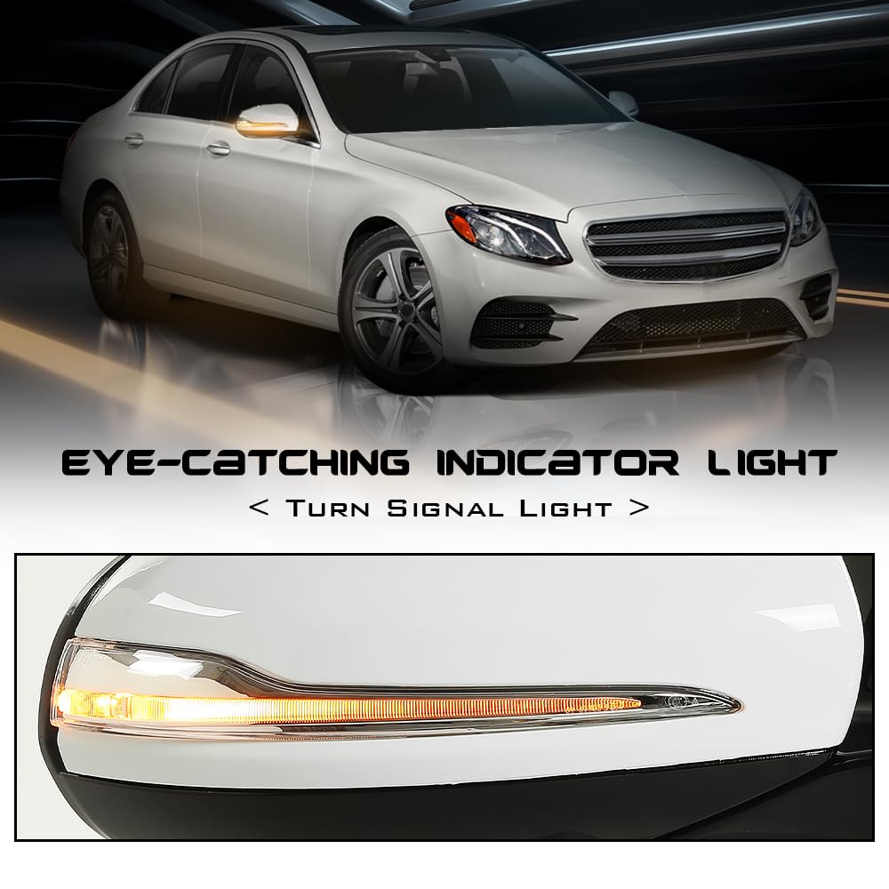 G-PLUS Rear View Mirror w/Blind Spot Right Passenger Side Compatible with Benz W213 E Class E300 2016-2020/Not Fit for Coupe 2138104600 White