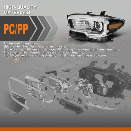G-PLUS LED Headlight Assembly Left and Right Side w/LED Daytime Running Compatible with Toyota Tacoma 2016-2023 81150-04270, TO2502244 OEM Fit Standard 2 PCS White
