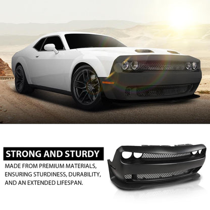 G-PLUS Front Bumper Kit Cover & Grille & Lip & Fog Light Covers Compatible with Dodge Challenger Hellcat Style 2015-2023 Full Bumper Replacement, Not Fit Demon Models