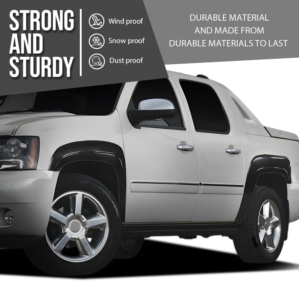 G-PLUS Fender Flares Front & Rear Paintable Compatible with Chevy Avalanche 2007-2013 Black