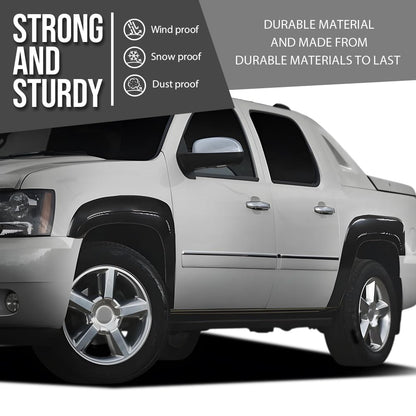 G-PLUS Fender Flares Front & Rear Paintable Compatible with Chevy Avalanche 2007-2013 Black