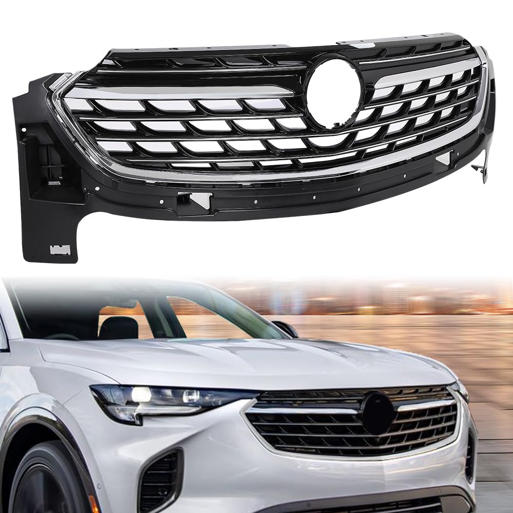 G-PLUS Front Bumper Upper Grille Chrome Black Compatible with Buick Envision Avenir 2021 2022 2023 84899914