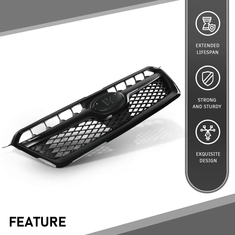 G-PLUS Front Bumper Grille Compatible with Subaru XV Crosstrek 2013 2014 2015 Mesh Grill Assembly 91122FJ020, 91123FJ040, 91123FJ050, SU1200151C, SU1210100, SU1202100