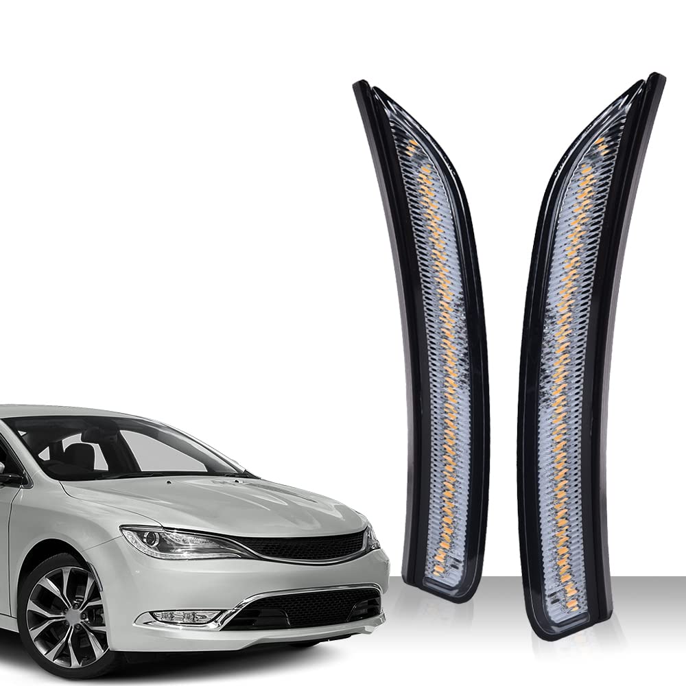 G-PLUS Side Marker Light Compatible with Chrysler 200 2015 2016 2017 68206450AA 68206449AA CH2551131 CH2550131 Front Left and Right Side Markers Corner Lamp Parking Light Cornerlight Smoked