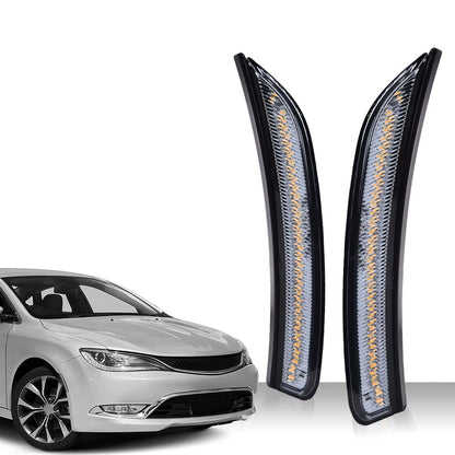 G-PLUS Side Marker Light Compatible with Chrysler 200 2015 2016 2017 68206450AA 68206449AA CH2551131 CH2550131 Front Left and Right Side Markers Corner Lamp Parking Light Cornerlight Smoked