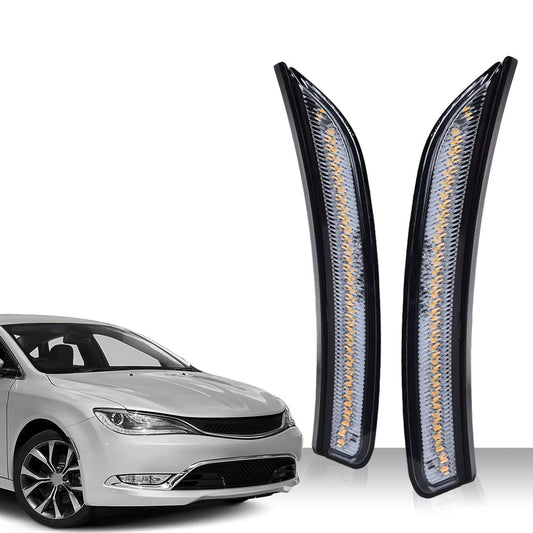 G-PLUS Side Marker Light Compatible with Chrysler 200 2015 2016 2017 68206450AA 68206449AA CH2551131 CH2550131 Front Left and Right Side Markers Corner Lamp Parking Light Cornerlight Smoked