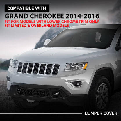 G-PLUS Front Lower Bumper Cover Fascia Compatible with Jeep Grand Cherokee 2014 2015 2016, Fit Models with Lower Chrome Trim Only, Fit Limited & Overland Models, CH1015114, 68143076AC, Black