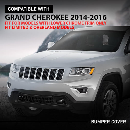 G-PLUS Front Lower Bumper Cover Fascia Compatible with Jeep Grand Cherokee 2014 2015 2016, Fit Models with Lower Chrome Trim Only, Fit Limited & Overland Models, CH1015114, 68143076AC, Black