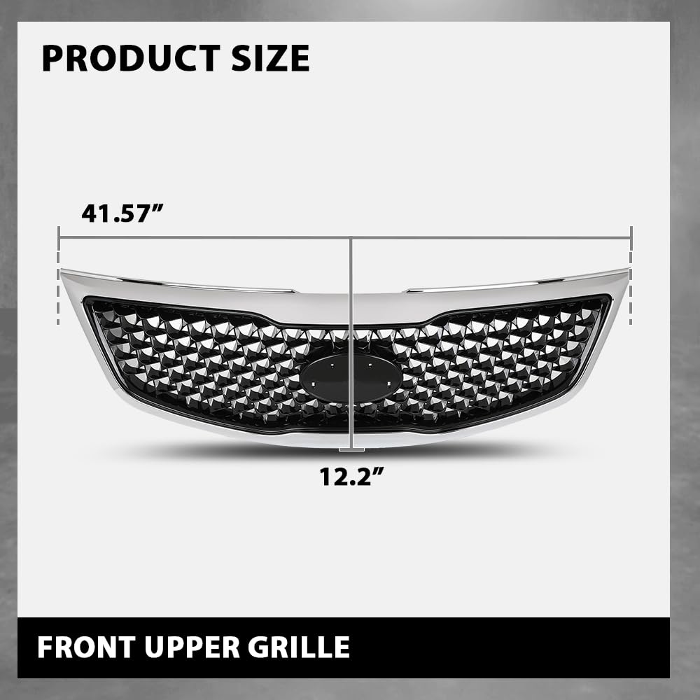 G-PLUS Front Upper Grille Chrome, Compatible with Kia Sportage 2014-2016, KI1200162, 863503W500