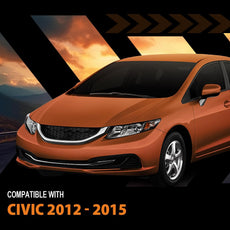 G-PLUS Window Visor Rain Guards 4PCS for Honda Civic Sedan 2012-2015 Smoky Front View