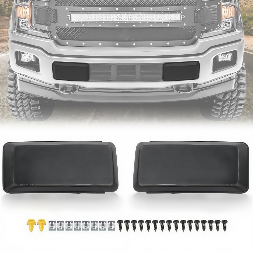 G-PLUS Front Bumper End Cover Compatible with Ford F150 2018 2019 2020 2021 Mount Fascia Cover Bumper End Cap Trim Cover Guards Inserts Pads Pair Left & Right Side