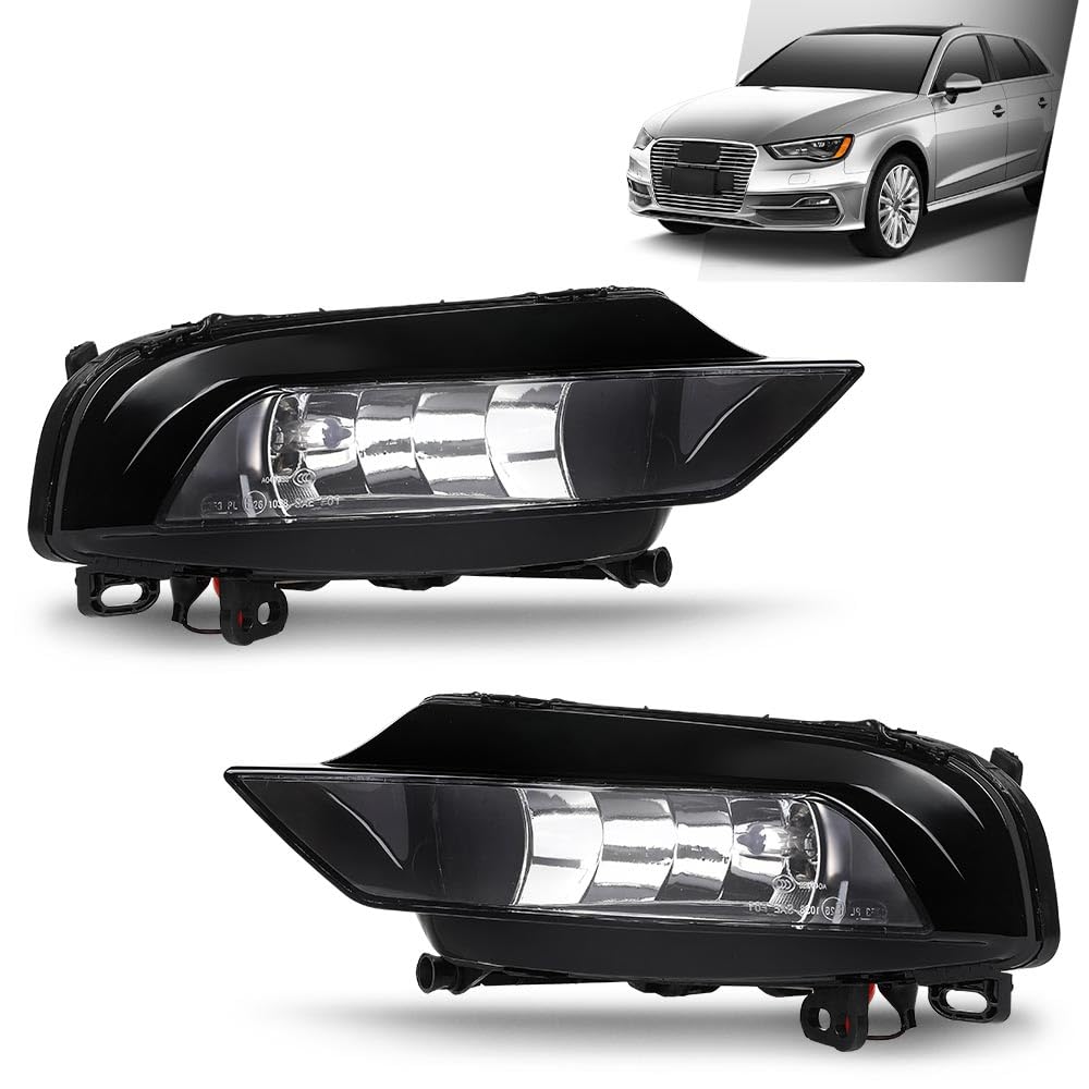 G-PLUS Fog Light Lamp Left Driver & Right Passenger Pair Compatible with Audi A3/ A3 Quattro 2015-2016 AU2592120, AU2593120, 8V0941699E, 8V0941699B, 8V0941700E, 8V0941700B 2PCS Black