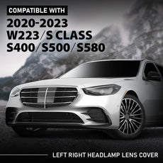 G-PLUS Headlight Lens Cover 2PCS for Benz S-Class W223 V223 Z223 2020-2024 Side View