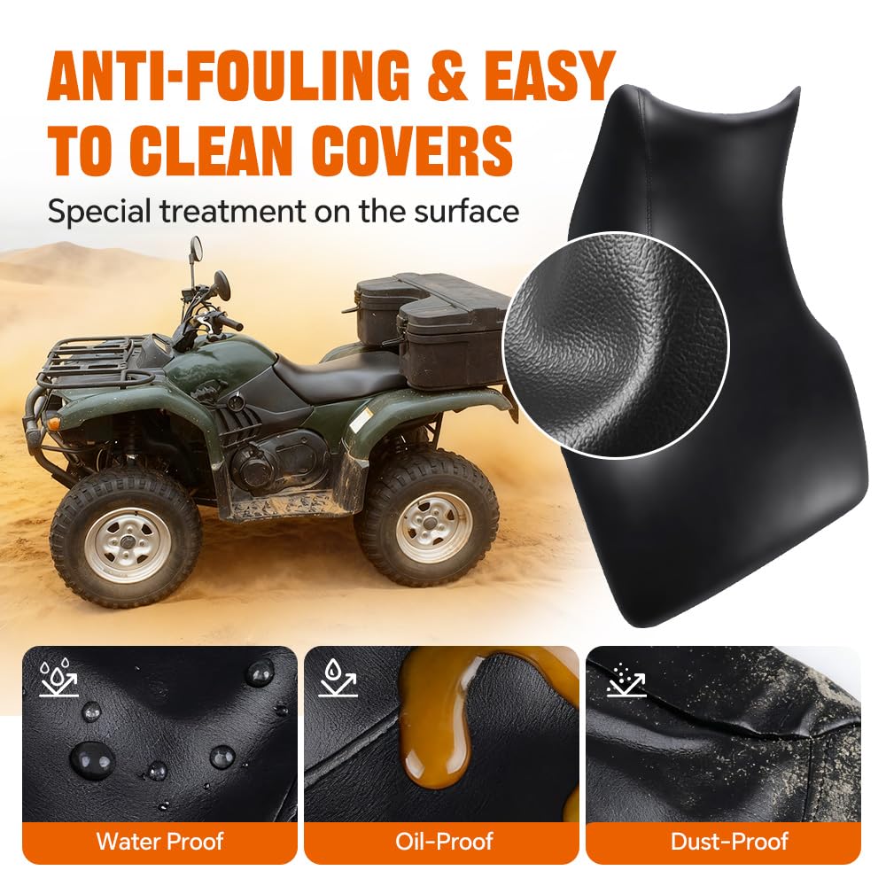 G-PLUS Seat Cover Compatible with Yamaha Grizzly 660 2002-2008 1PC Black Synthetic Leather Standard Seat Protector