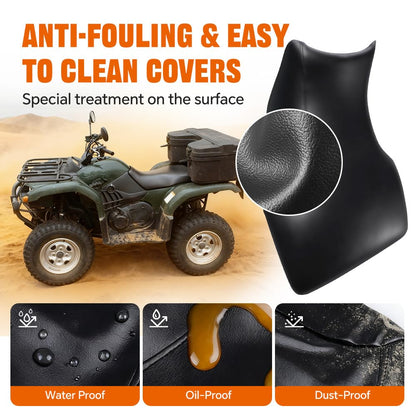 G-PLUS Seat Cover Compatible with Yamaha Grizzly 660 2002-2008 1PC Black Synthetic Leather Standard Seat Protector